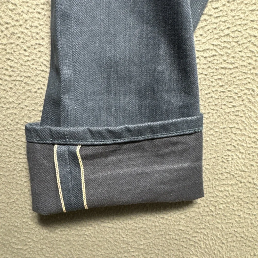 Gustin Raw Red Line Selvedge California Skinny Mens Jeans 32x34 Blue Button Fly‎